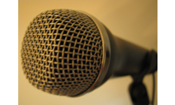 photograph of old microphone